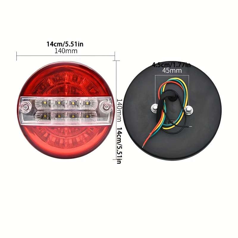 1pc Red-White 10.16cm Round 20LED Red Yellow White Truck LED Decorative Lights 24V