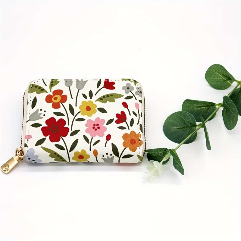 1pc 2025 New Flower Pattern Women's Multi-Slot Small Wallet Anti-Theft Scanning Bank Card Bag Lig