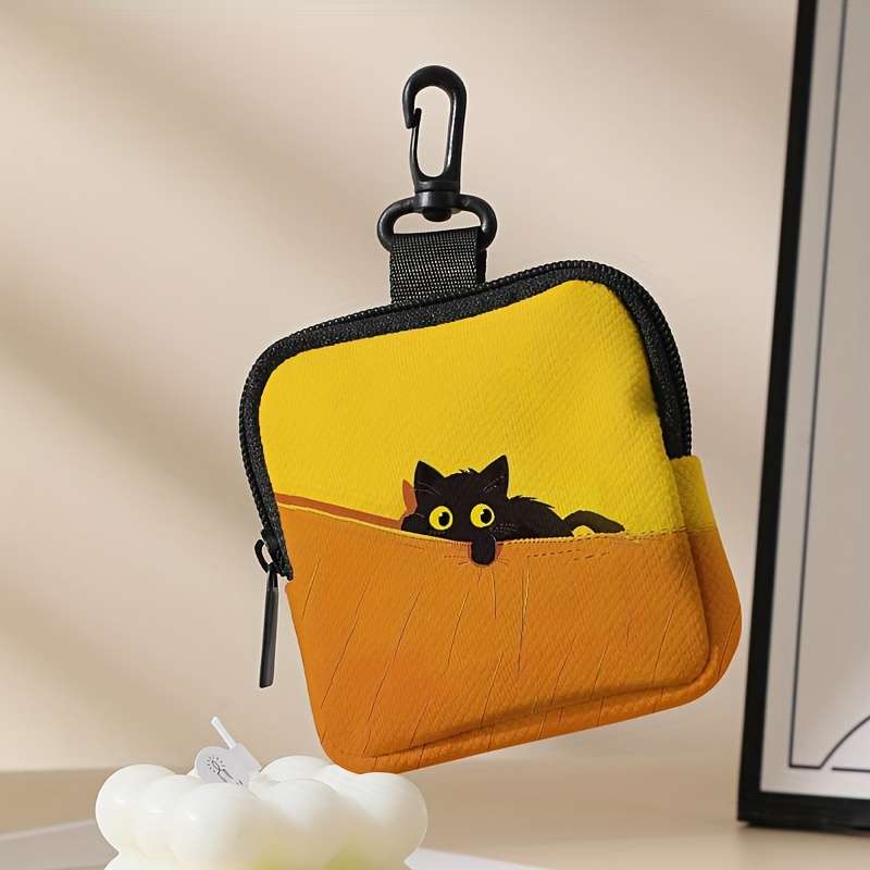 1pc Cat Print Pattern Large Capacity Coin Wallet Digital Printing Coin Wallet Storage Bag Multifun