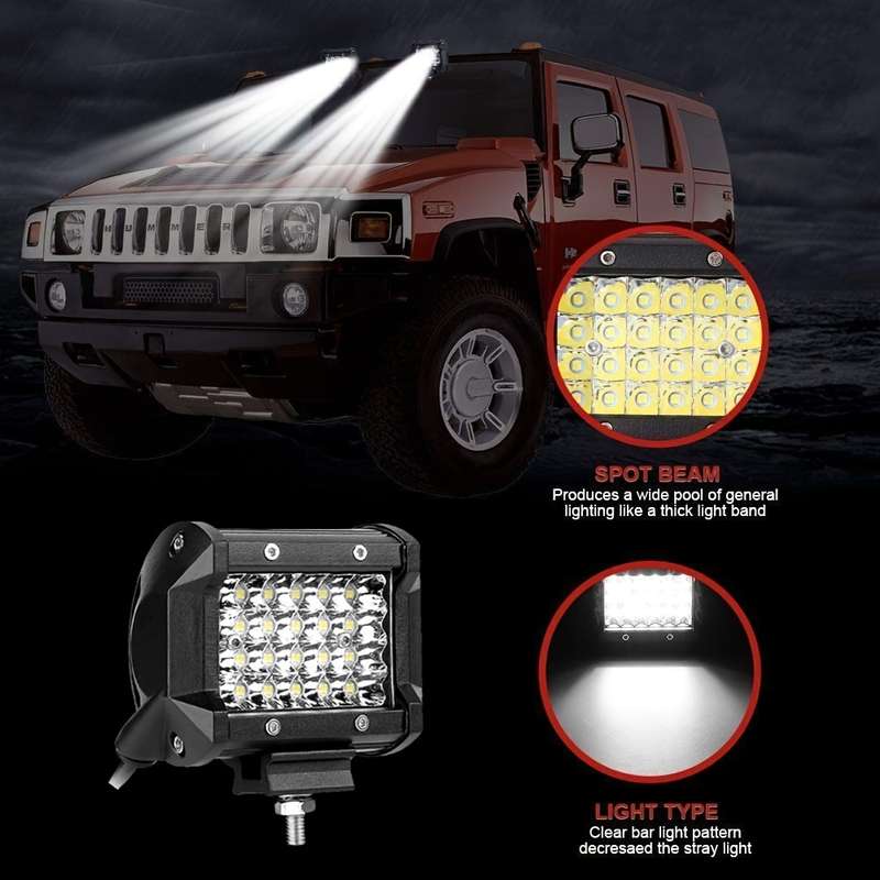 2pcs 72W LED Off-Road Driving Lights 4-Inch 14400 Lumens 3000+ Brightness Alumin