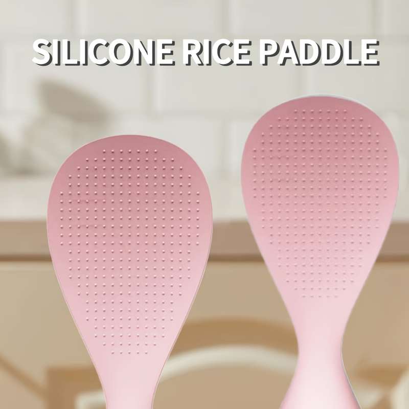 1pc Non-Tipping Silicone Rice Spoon Heat Resistant Easy to Clean Standing Design for Perfec