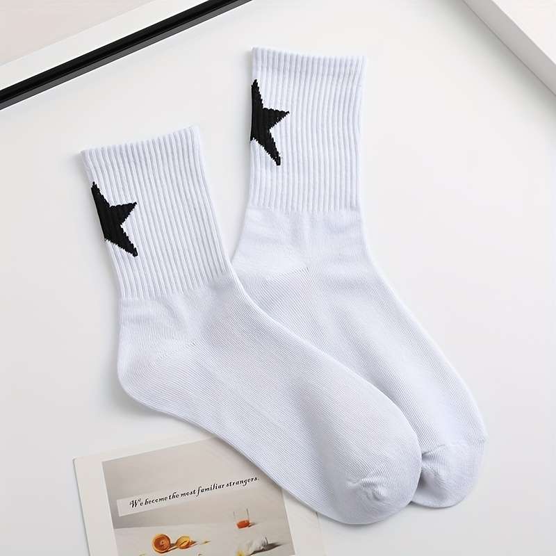 2 Pairs Black And White High Elastic Socks