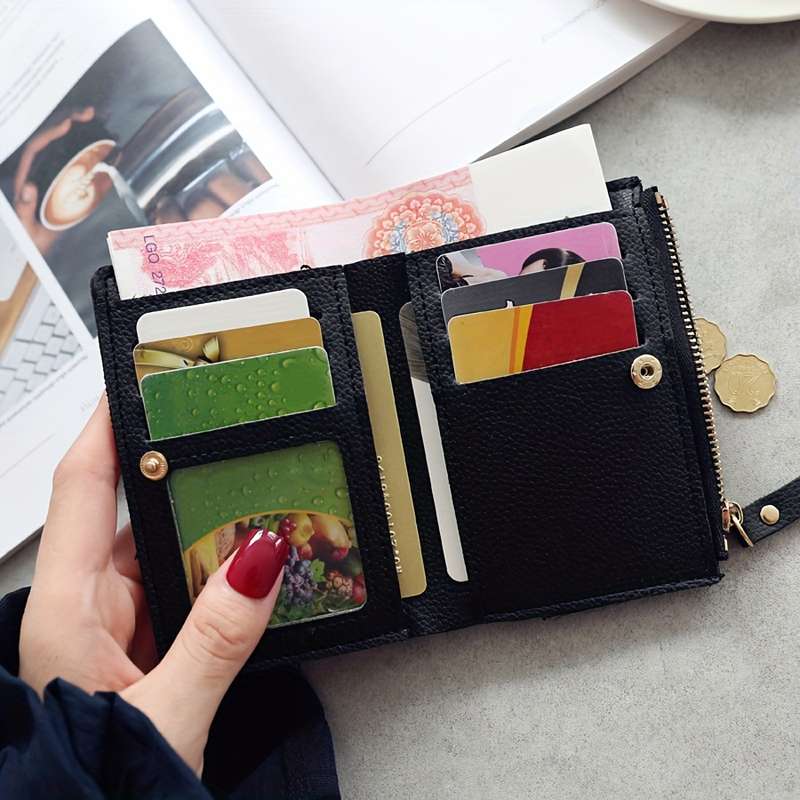 1pc Cherry Embroidery Women's Vertical Wallet Fashionable PU Short Clutch Purse Trendy Portable P