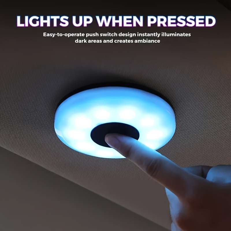 1pc USB Rechargeable LED Car Reading Light 3 Color Ambient Ceiling Lamp with Magneti