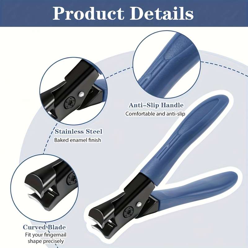 1pc Heavy-Duty Nail Clipper with Protective Cover C Ergonomic Grip Stainless Steel Blade for T