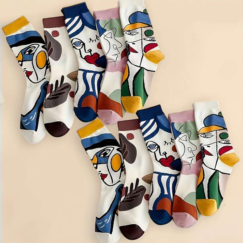 5 Pairs Mixed Color One Size High Elastic Socks
