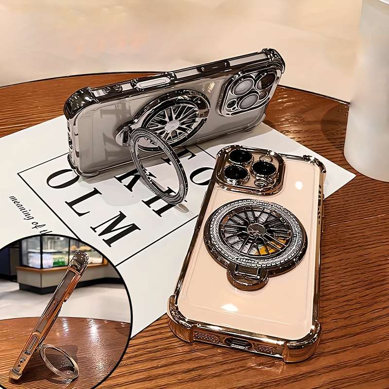 1Pc Pink Red Color For iPhone 15 Pro Max Stress Relief Gyroscope Phone Case