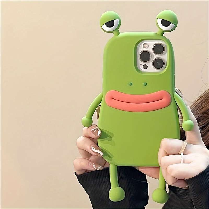 1Pc Green For iPhone 13 3D Big Eyes Frog Phone Case