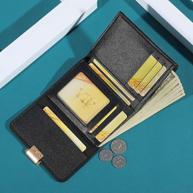 1pc Vintage Style Mini Wallets for Women5 Stylish Purses with Snap Closure Nylon Lining and Sl
