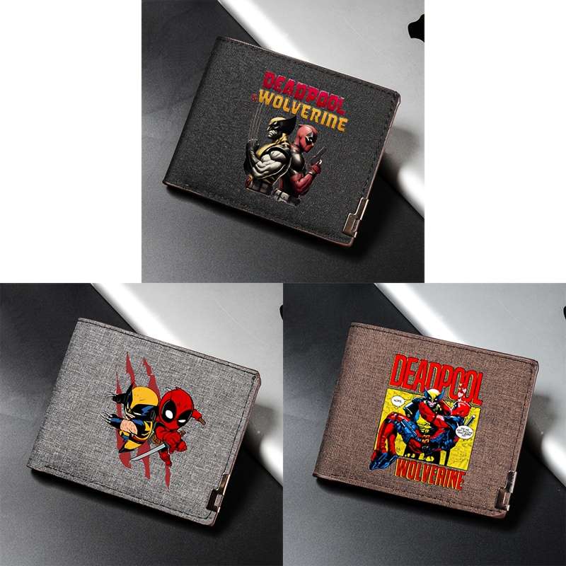 1pc Everyday Comfort Deadpool Wolverine Vintage Canvas WalletCartoon Design Black Gray Cre