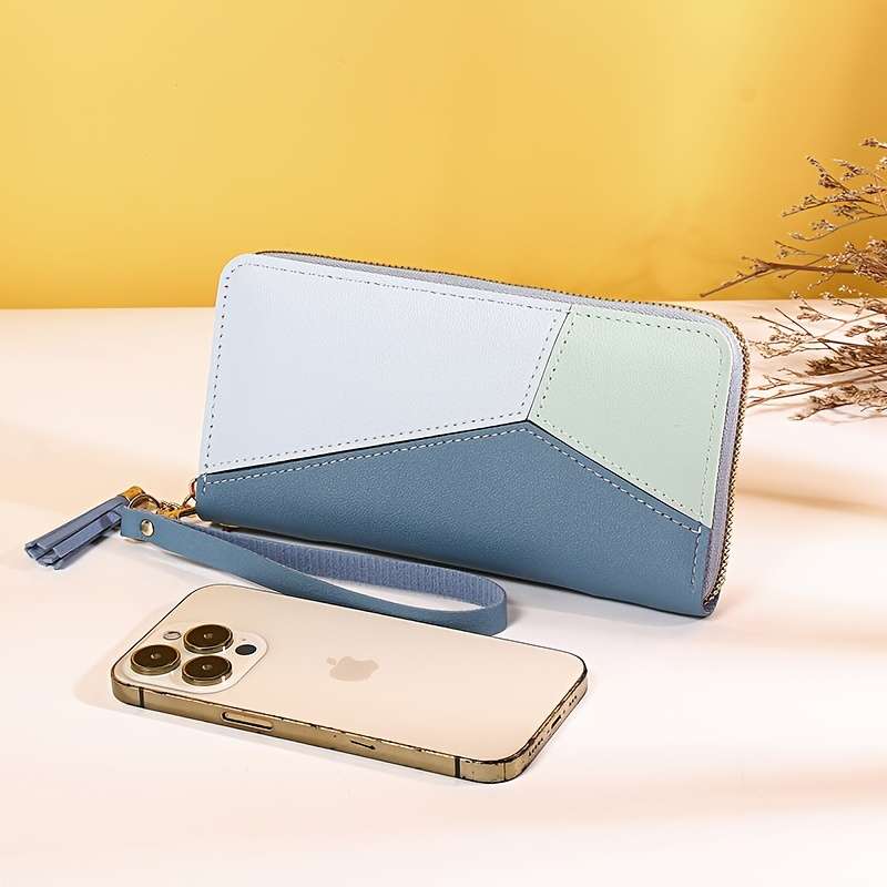 1pc Contrasting Color Splicing Long Wallet Women'S Clutch Bag Fashion Japanese And Korean Large-Cap