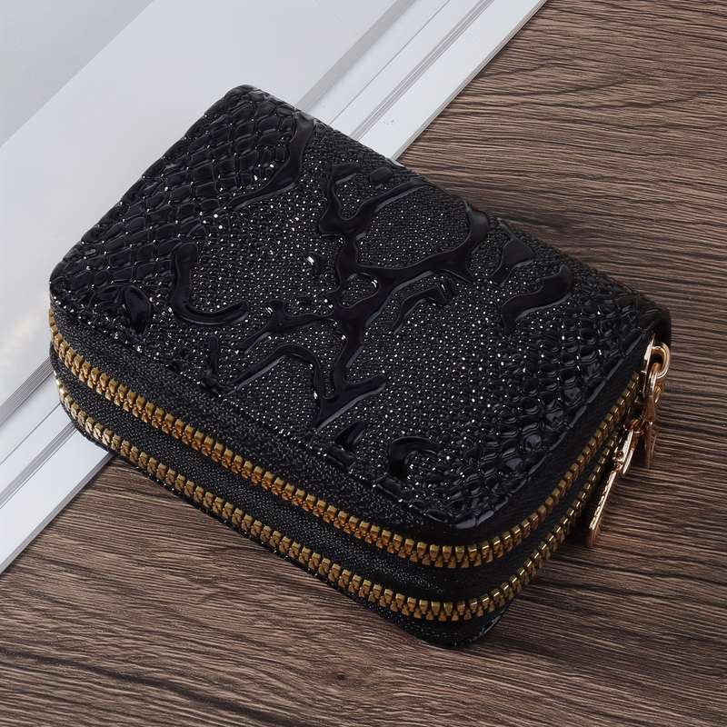 1pc Women'S Minimalist Nylon Short Wallet Solid Color Coin Purse with Zipper Closure Lightweight