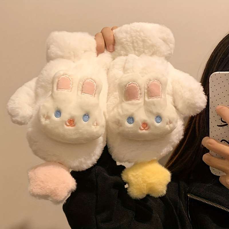 Winter Gloves Color Cream White To Bunny