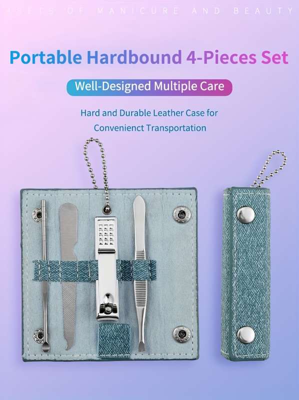 4pcs Travel Nail Care Set Beauty Nail Clippers Scissors and Manicure Tools with Keychain in