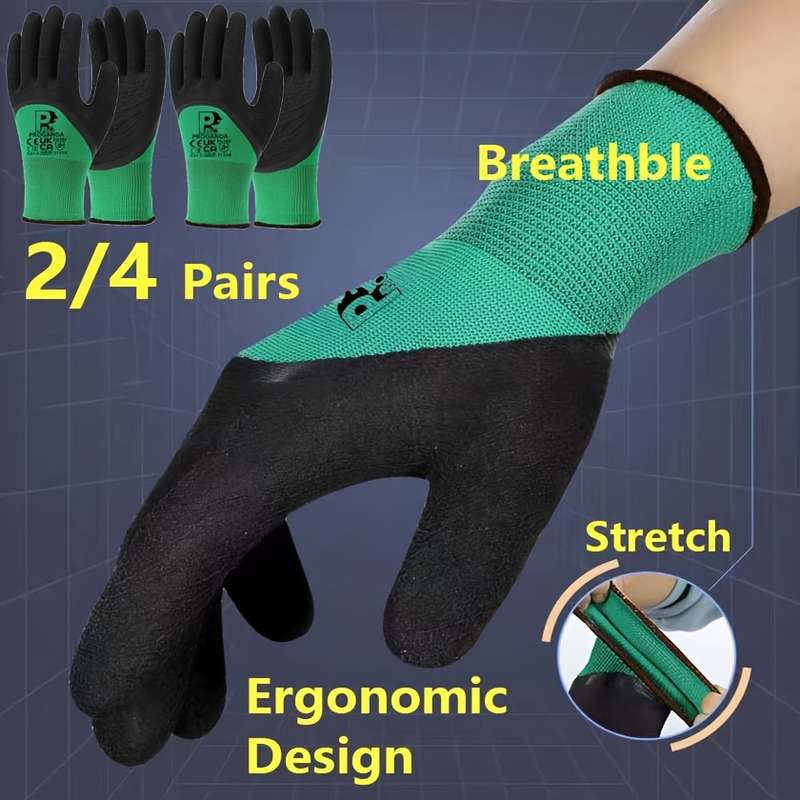 Work Gloves Color Green Size L  2 Pairs