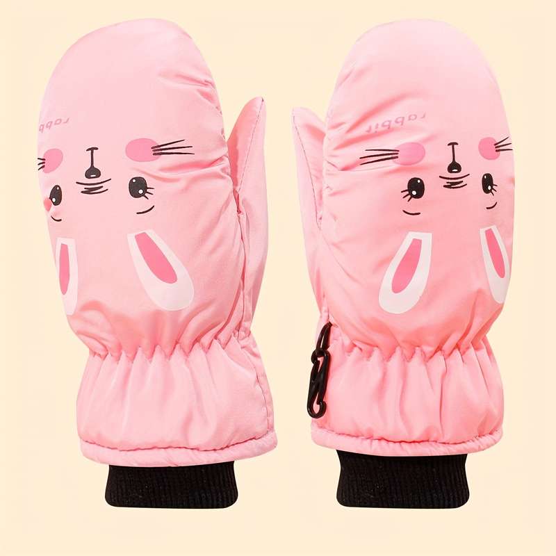 Winter Gloves Color Pink Bunny To Large Size 4 To 6Y