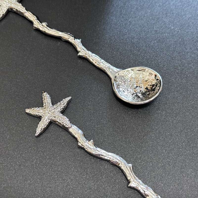 6pcs Small Spoons With Golden Starfish Design Perfect Dessert Utensils For Beach Weddings P