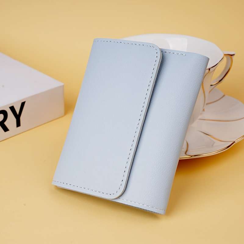 1pc Compact Faux Leather Wallet for Boys  GirlsSlim Lightweight Card Holder with Coin Pocket H
