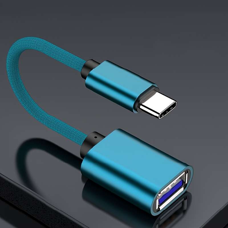 1pc Nylon Braided USB to Type-C Cable OTG Adapter for Data Transfer Power Output Input 0-5W