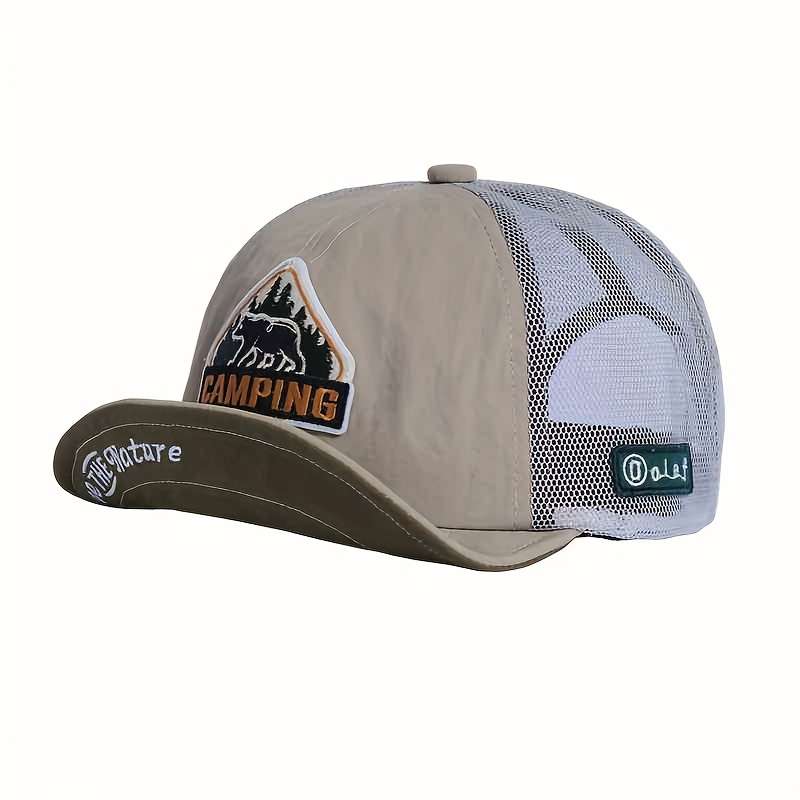 1pc Vintage American-Style Quick-Dry Baseball Cap Polyester Mesh Outdoor Camping Hat Lightweight