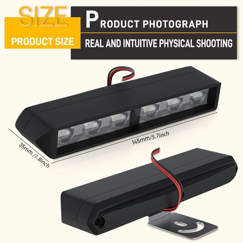 2pcs LED Car Lights White Color Motorcycle Off-road Vehicle Direct Shine + Flash 1