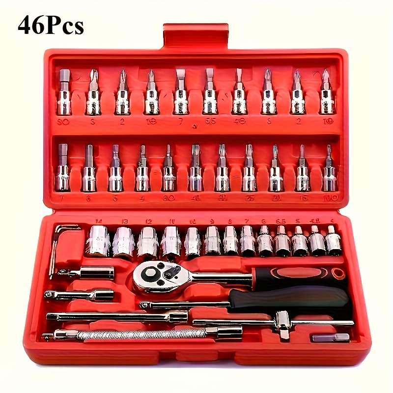 Screwdriver Bit Tool Set Color Wy041703 1 Size Red   46Pcs