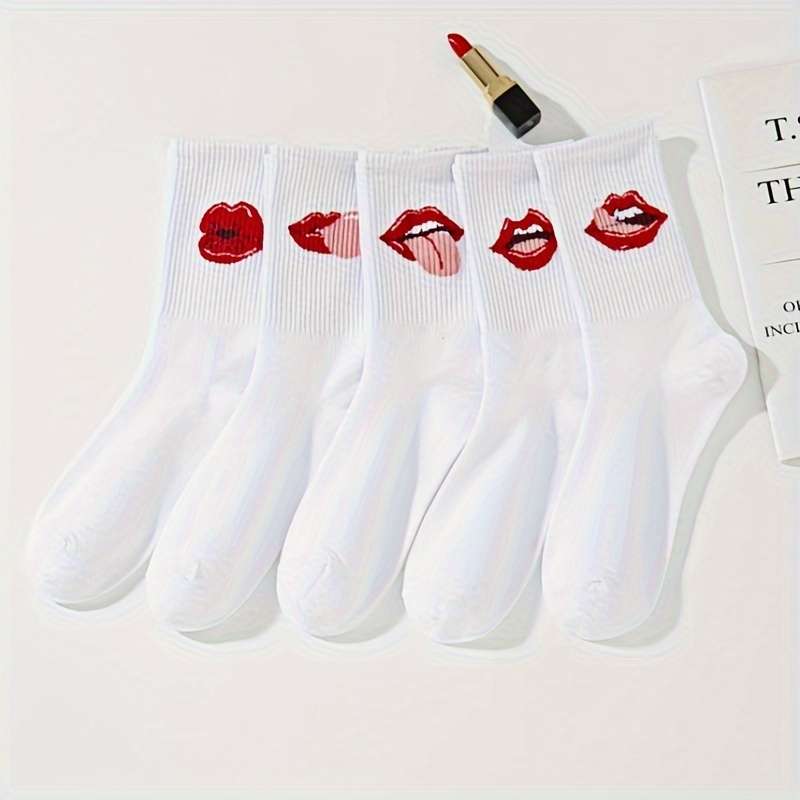 5 Pairs Of White One Size High Elastic Socks