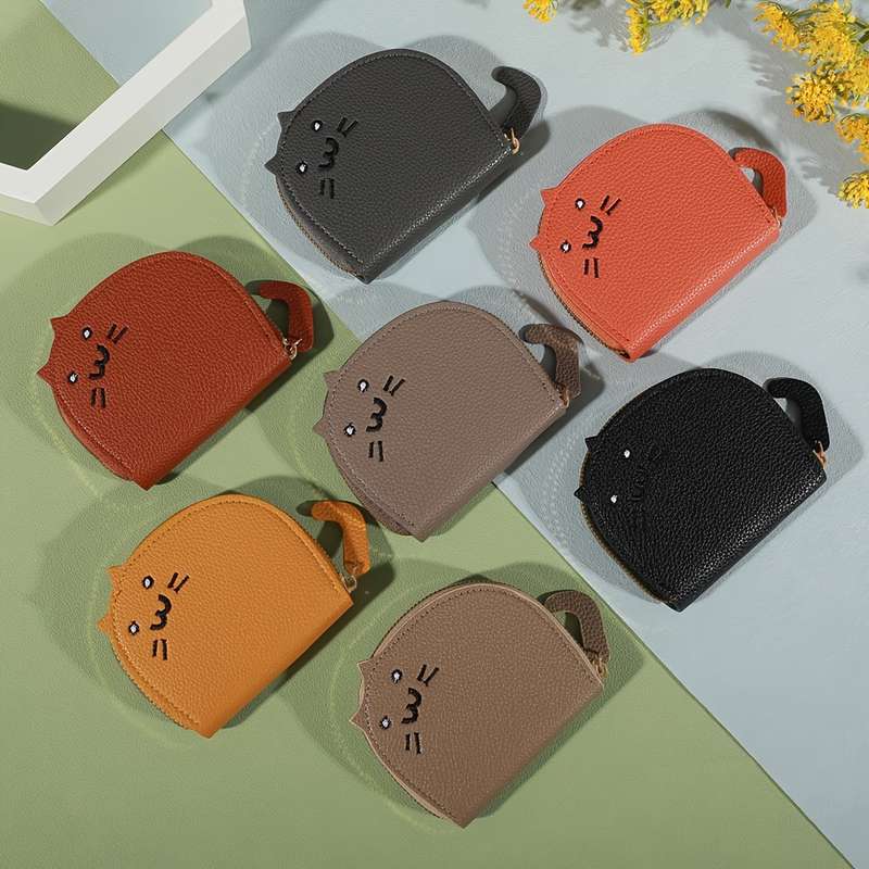 1pc A Charming Cat-Shaped Casual Walleta Synthetic Coin Purse Featuring Multiple Card Slots a Z