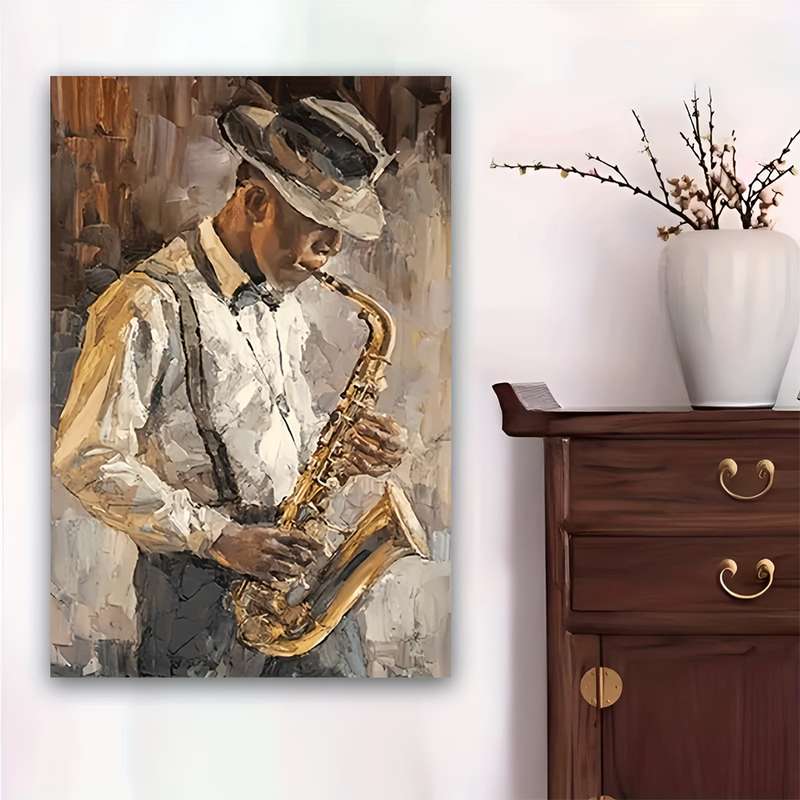 1pc  40x60cm Art Deco Style Saxophonist Poster Frameless Portrait Wall Hanging Decor for Home O