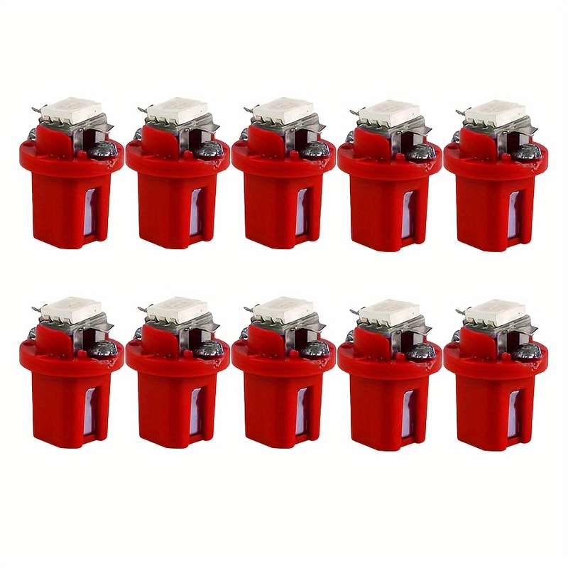 10pcs Red LED Car Dashboard Lights 12V T5 5050 Easy Install Low Power Consumption &