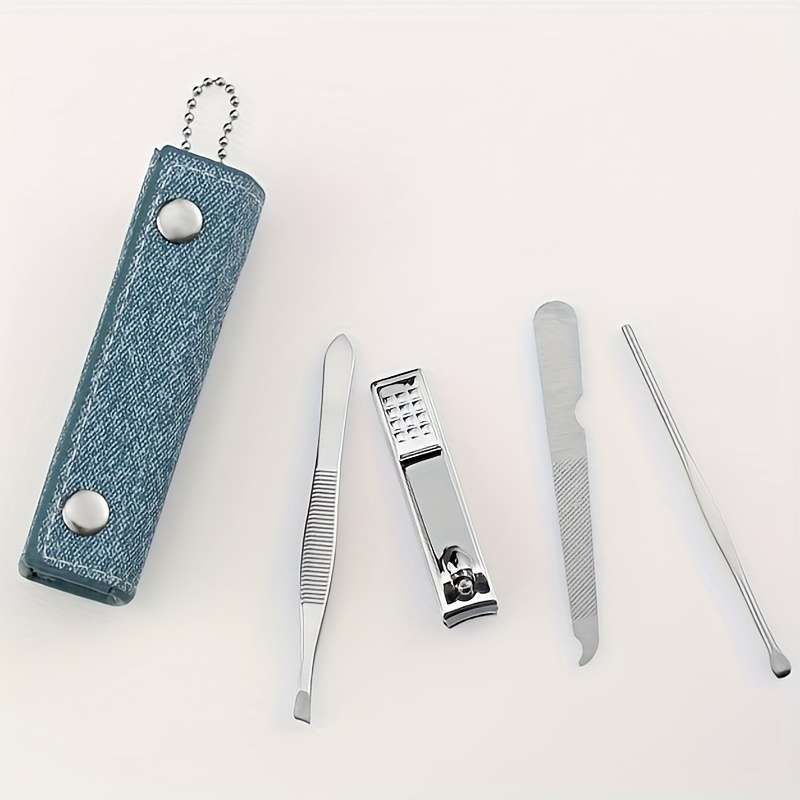 4pcs Travel Nail Care Set Beauty Nail Clippers Scissors and Manicure Tools with Keychain in