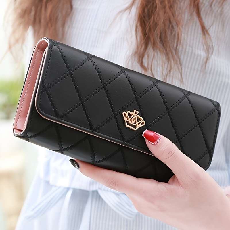 1pc Fashionable Argyll Plaid Trifold Wallet Faux Leather with Snap Closure Credit Card Slots