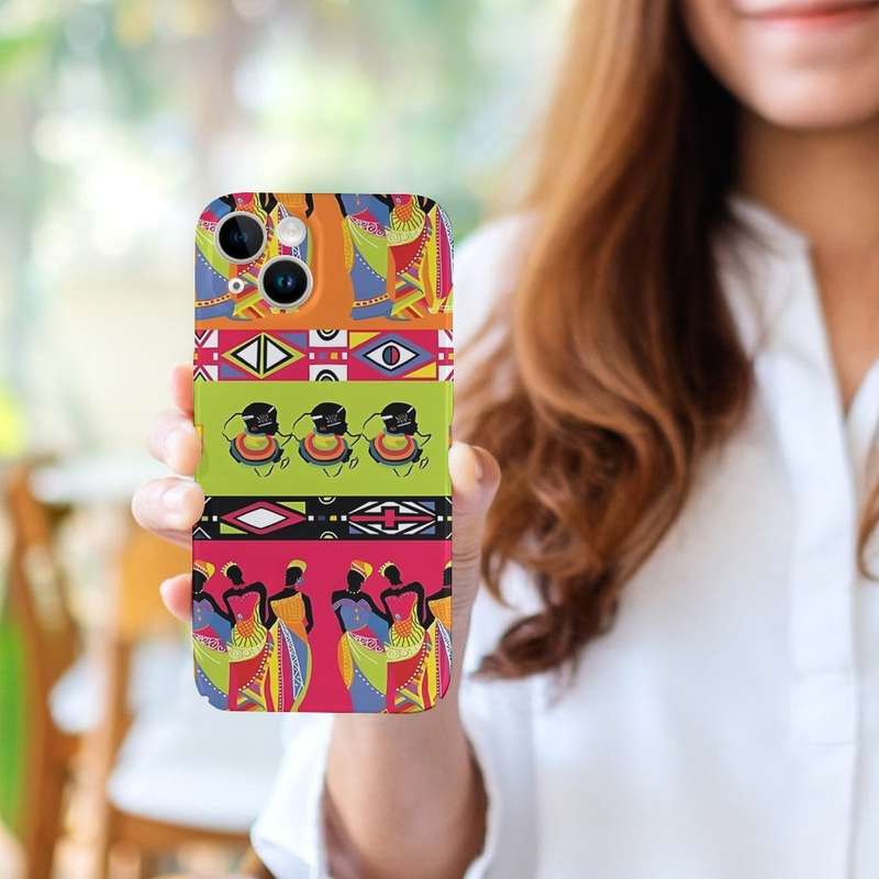 1Pc White For iPhone 15 Colorful African Princesses Phone Case
