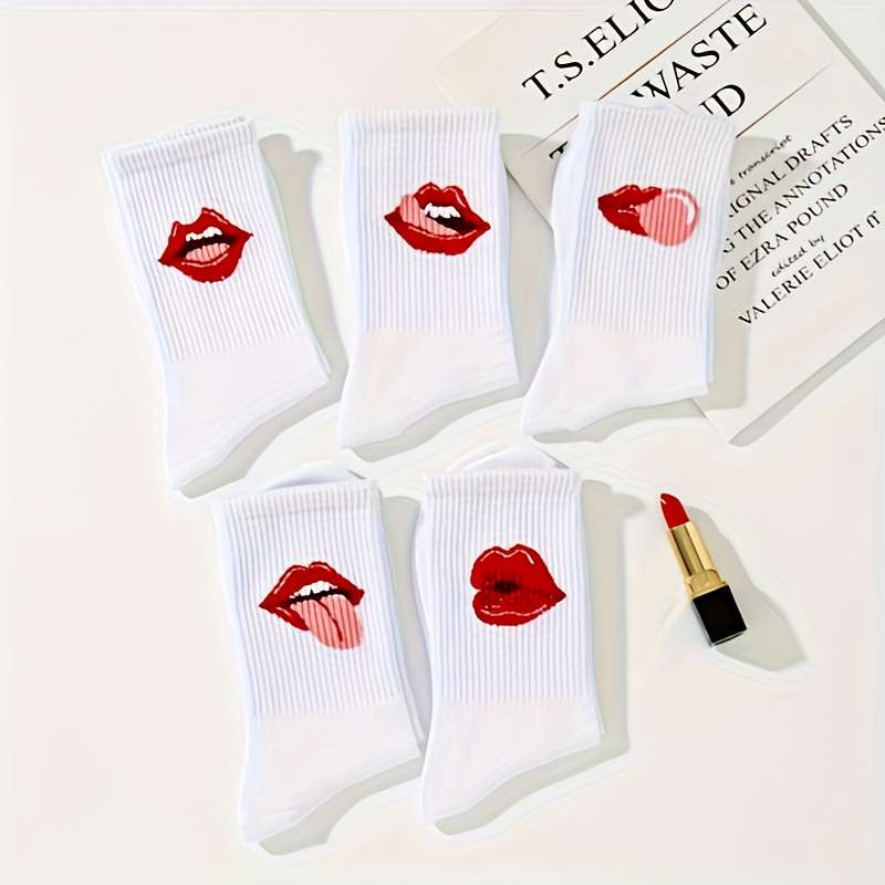 5 Pairs Of White One Size High Elastic Socks