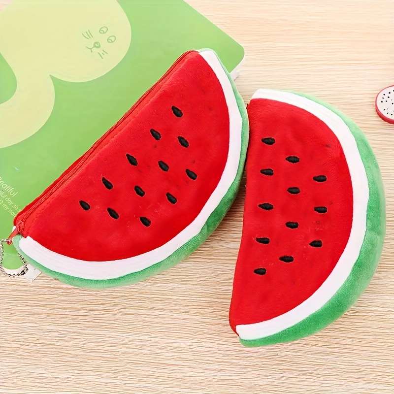 1pc Watermelon Plush WalletWomen'S Lightweight Fashion Wallet with KeychainIdeal Birthday Gif