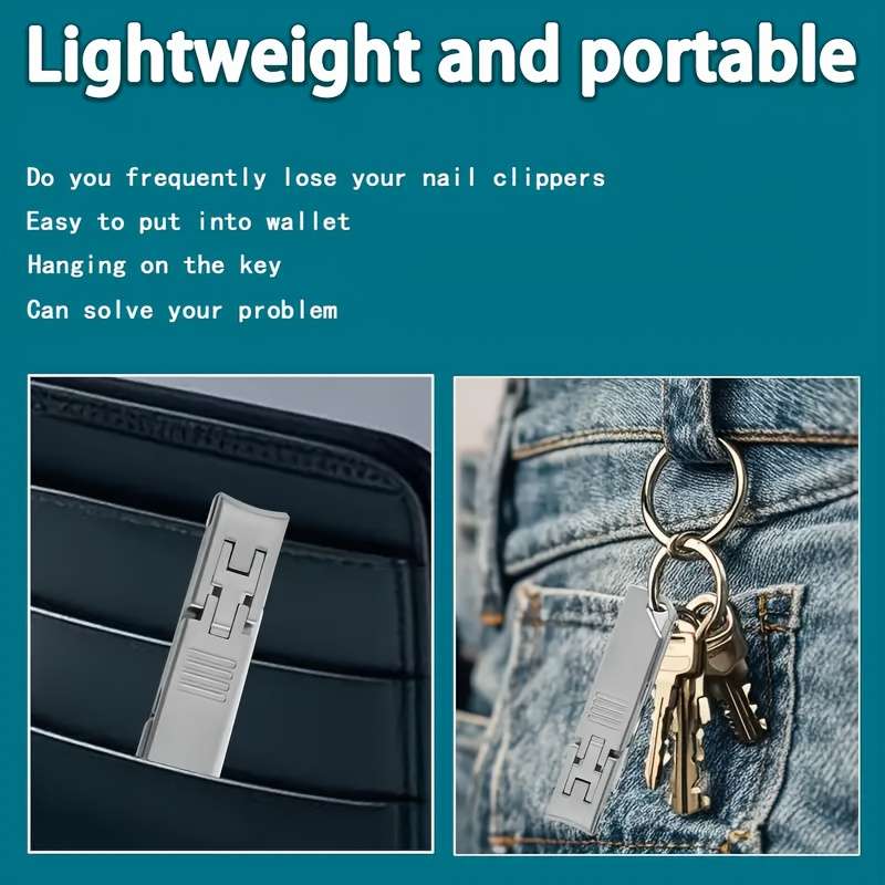 1pc Ultra-Thin Stainless Steel Nail Clippers with Keychain Portable Nail Clippers Modern Styl