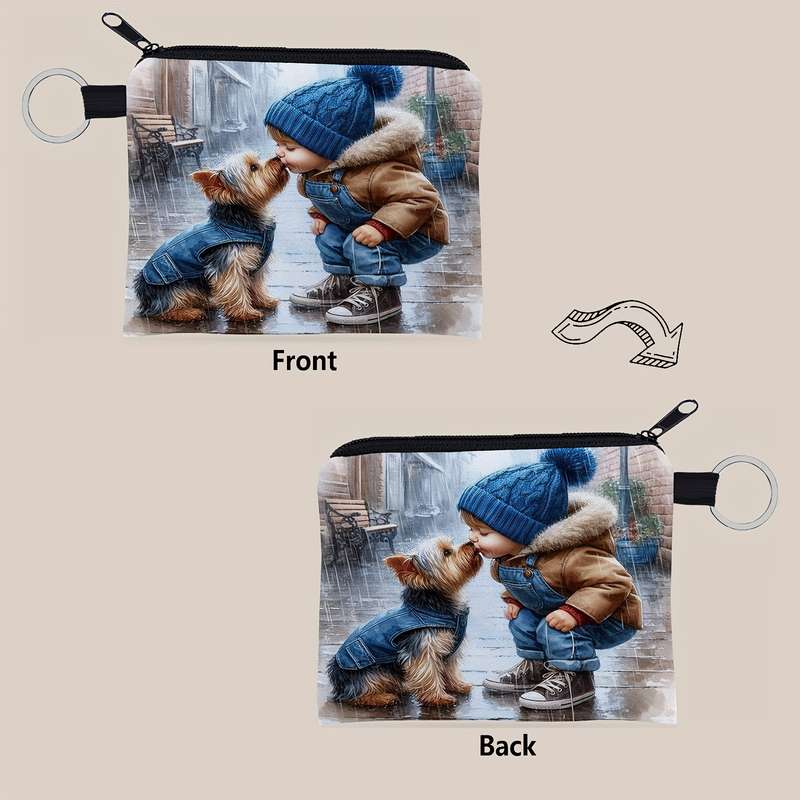 1pc of Adorable Dog Design Mini Wallet Zippered Small Capacity Portable Multifunctional Coin P