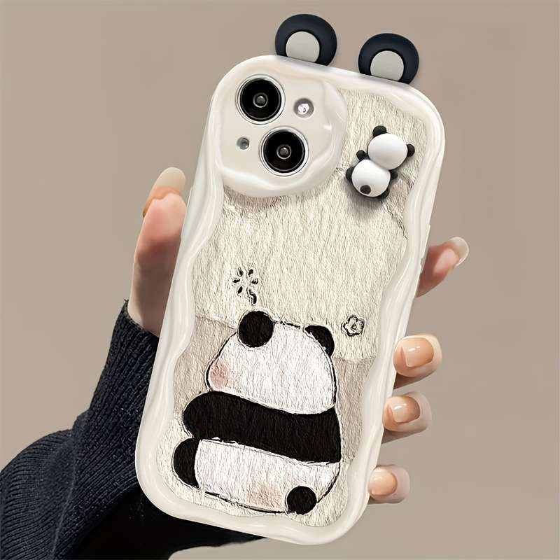 1Pc White For iPhone 11 3D Cartoon Panda Phone Case