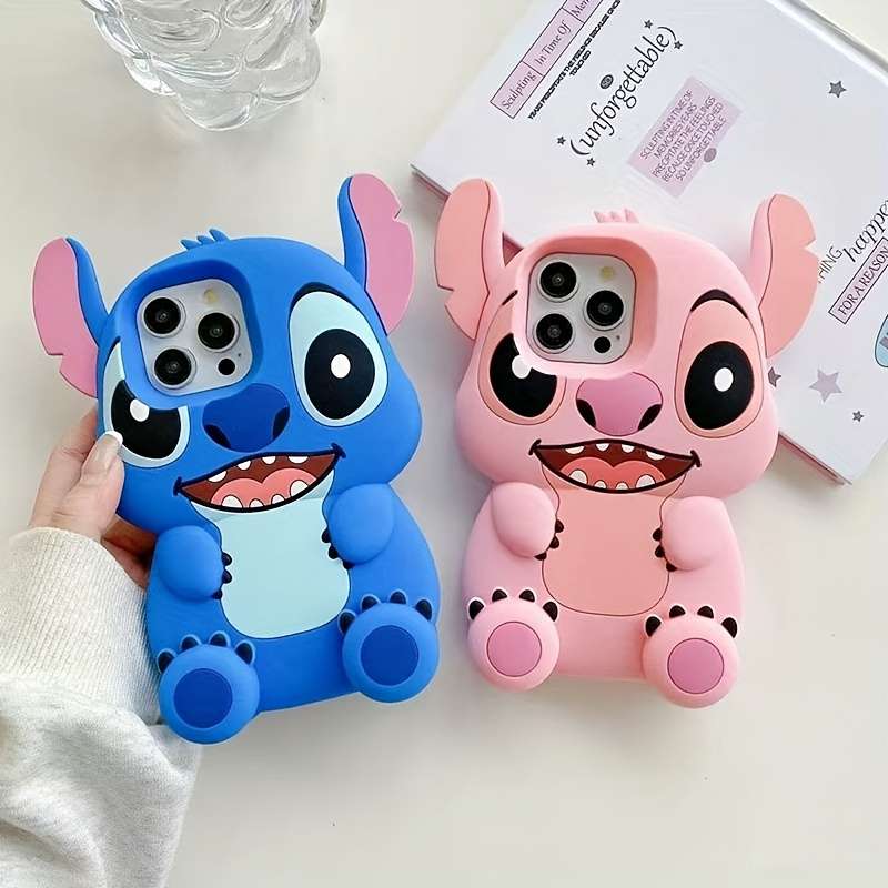 1Pc Pink Red Color For iPhone 12 Cartoon Character 3D Phone Case