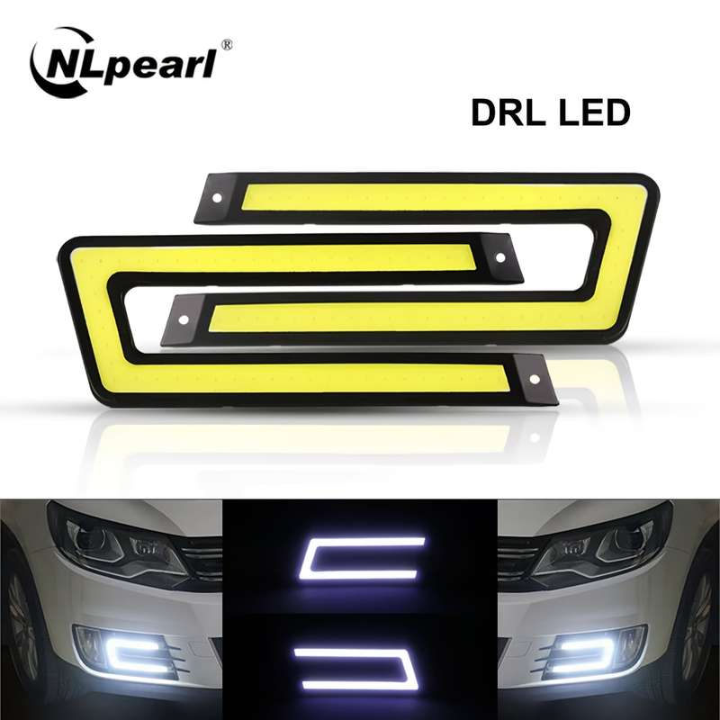 2pcs Car-Shaped COB LED Daytime Running Lights DC 12V High-Brightness LED DRL Exter