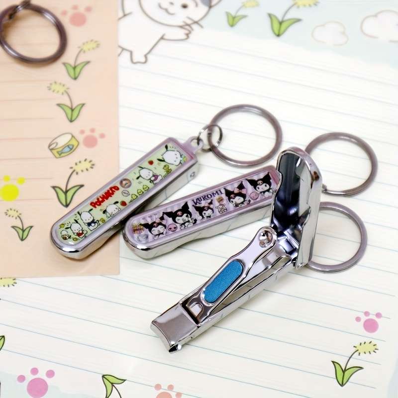 1pc Sanrio Cute Character Nail Clippers Stainless Steel Portable Fingernail Trimmer with Con