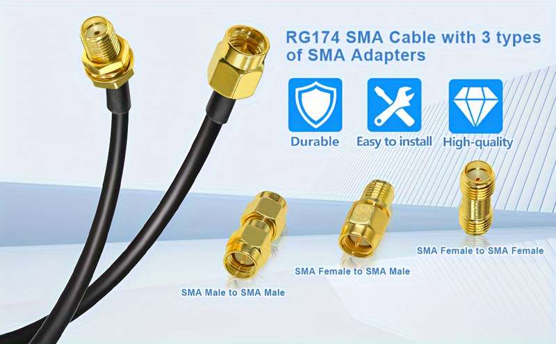 1pc Rg174 Sma Antenna Coaxial Cable Extension Jumper