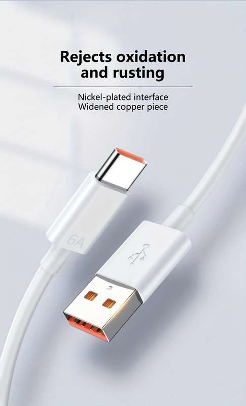 1pc Type-C Data Cable 100cm Round PVC USB Charging Matte Finish 6A Fast Charging 36V >80