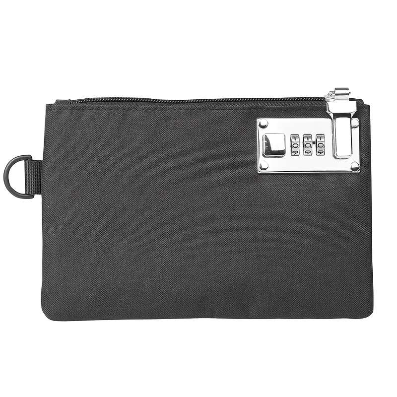 1pc Vintage Style Polyester Multifunctional Card Holder with Lock Men'S Pocket Coin Purse Cas