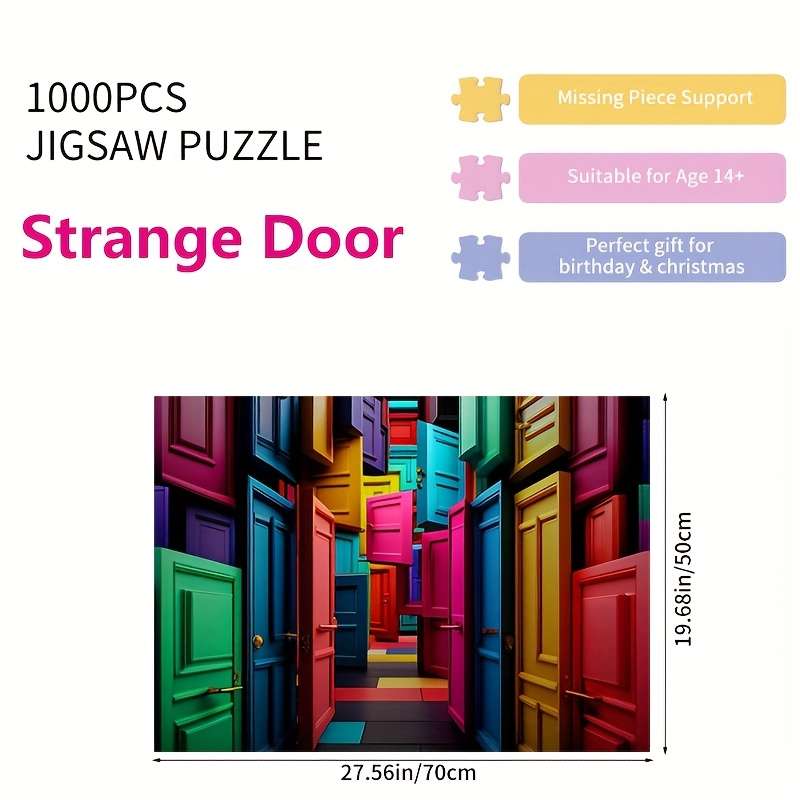 1000pcs Adult Paper Jigsaw Puzzle 50x70cm Strange Door Geometric Shape Series Stress
