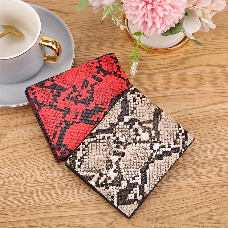 1pc European Vintage Style Short Men's Wallet with Animal Print PVC Material Multiple Card Slots