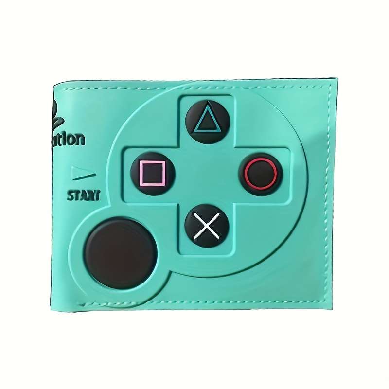 1pc One 11.5cm 4.53in PVC Trendy PS Game Controller Wallet Short Foldable Gaming Console Pattern Ca