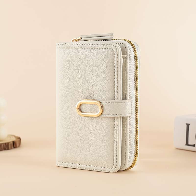 1pc Chic Women's Wallet with Zipper Coin Purse Snap ClosureLarge Capacity Multi-Functional Ca