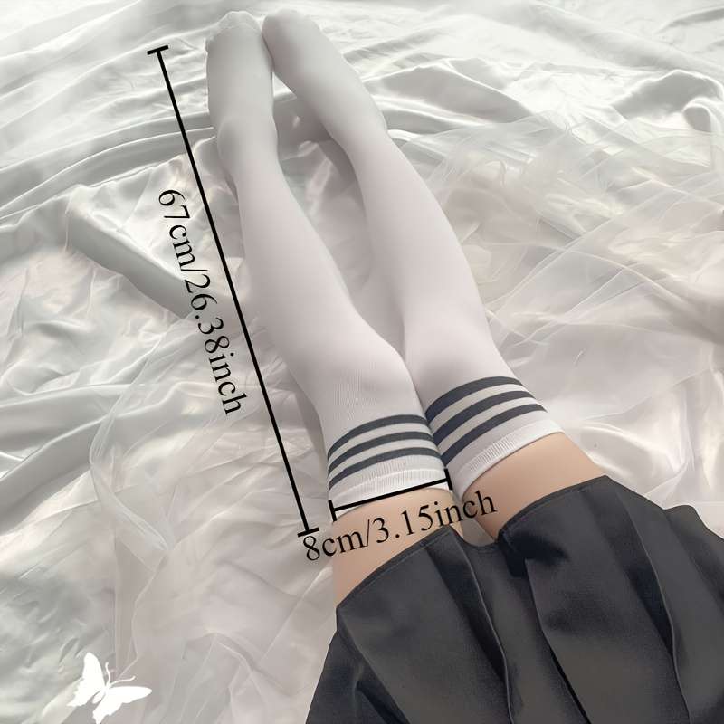 1 Pair White And Black One Size Socks