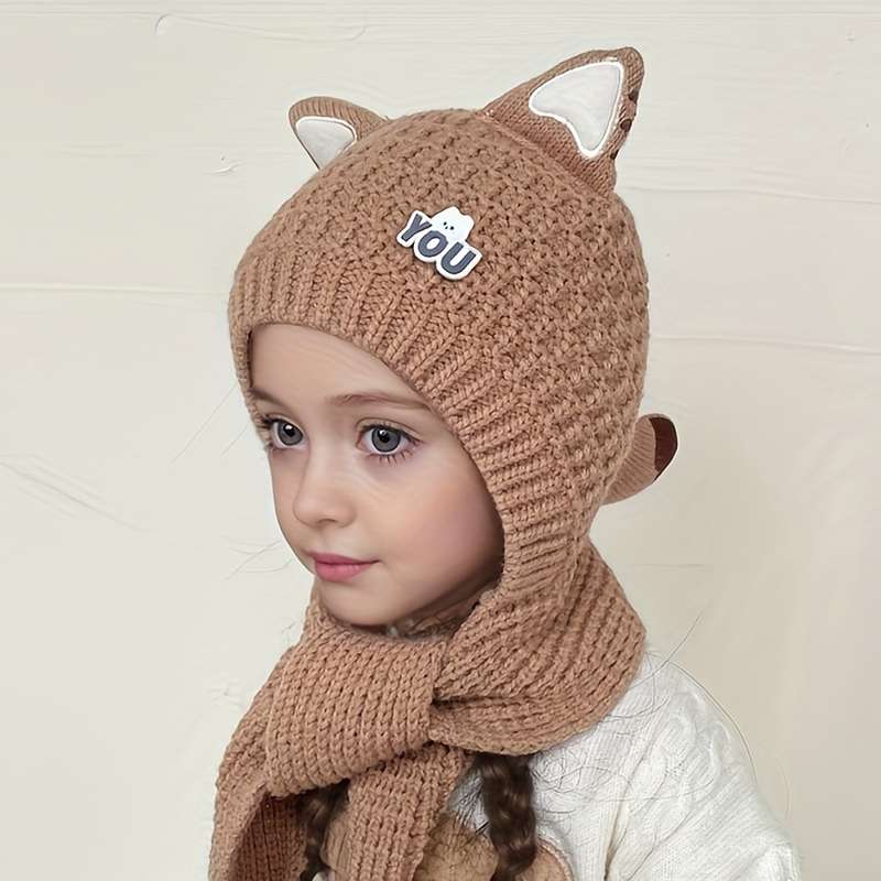 Winter Hat Color Cat Scarf Hat   Blue